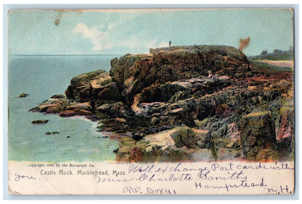 1906 Castle Rock Marblehead Massachusetts MA Hampstead NH Posted Postcard