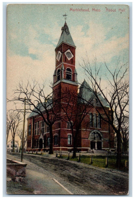1910 Road Scene, Abbot Hall Marblehead Massachusetts MA Antique Postcard