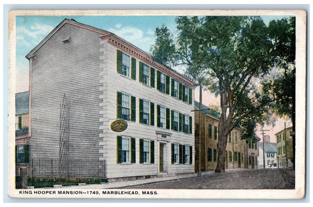 c1920's King Hooper Mansion Marblehead Massachusetts MA Unposted Postcard