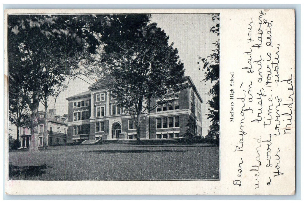 1906 Marlboro High School Marlboro Massachusetts MA Antique Posted Postcard