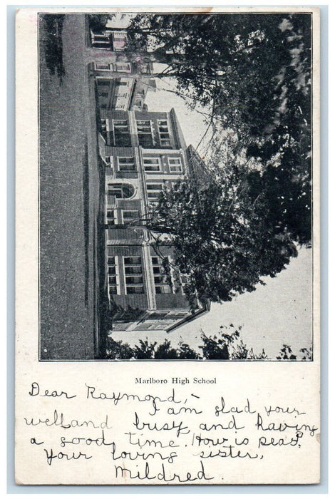 1906 Marlboro High School Marlboro Massachusetts MA Antique Posted Postcard