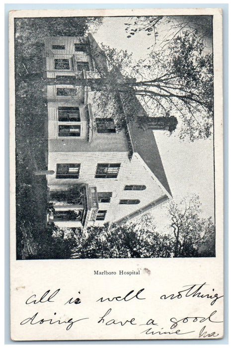 c1905 Marlboro Hospital Marlboro Massachusetts MA Antique Estabrook Postcard