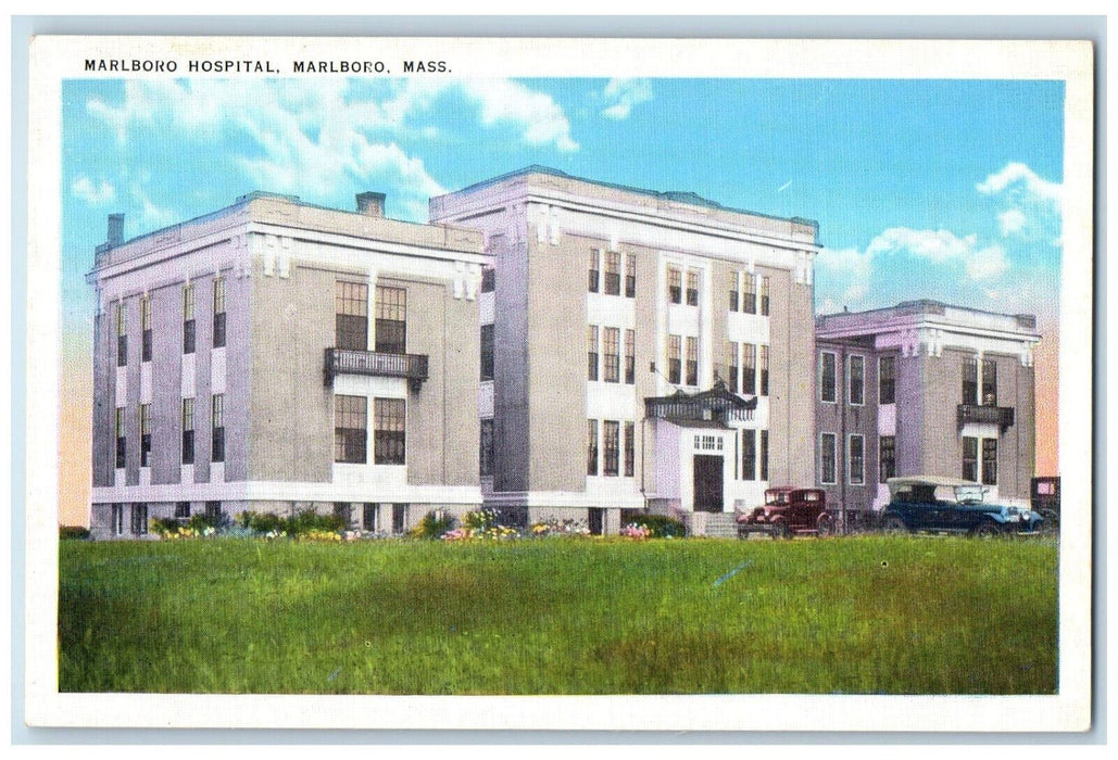 c1930's Marlboro High School Entrance Marlboro MA Antique Tichnor Postcard