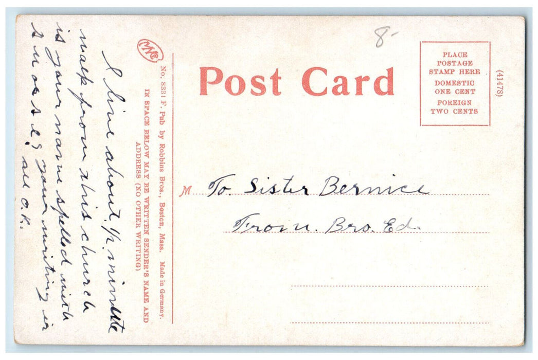 c1910 First Baptist Church Marlborough Savings Bank Massachusetts MA Postcard