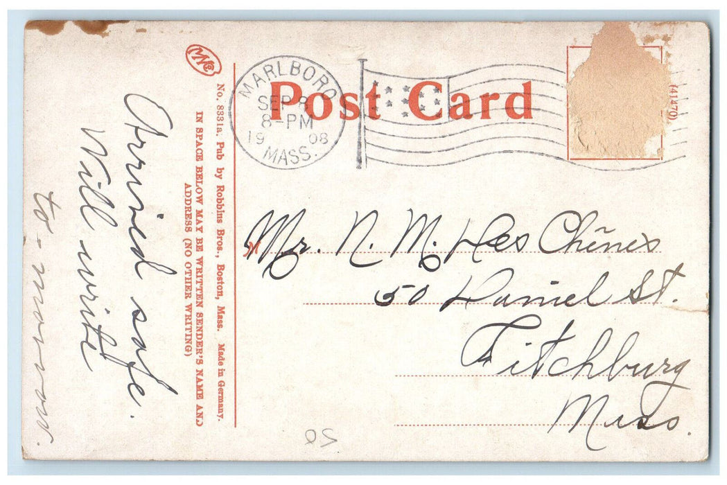 1908 Immaculate Conception Church Marlborough Massachusetts MA Postcard