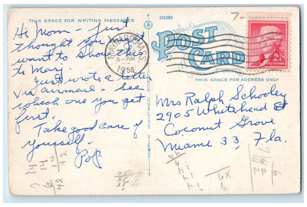 1958 Scene at River Near Assabet Mills Maynard Massachusetts MA Posted Postcard