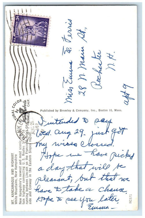 1962 Greetings From Kancamagus Highway White Mountains NH, Banner Postcard