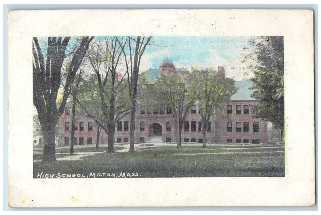 1911 High School Building Milton Massachusetts MA Posted Antique Postcard