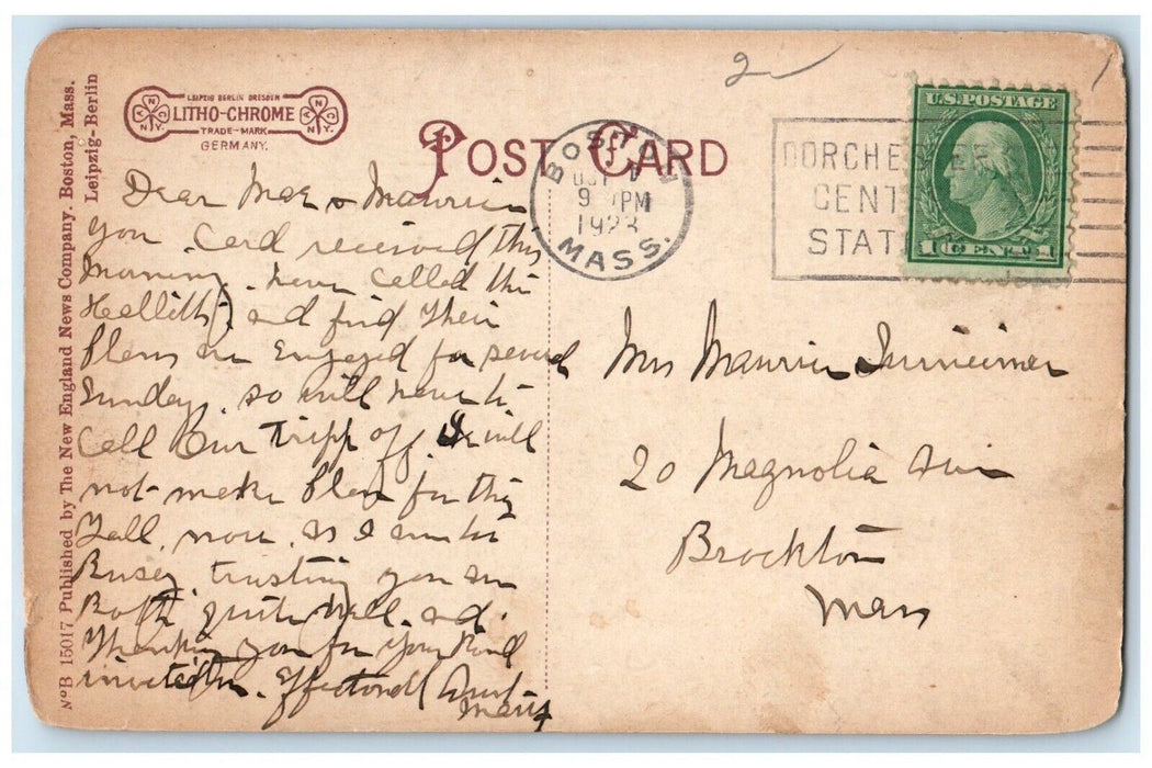 1923 Gilbert Stuart School Building Milton Massachusetts MA Vintage Postcard