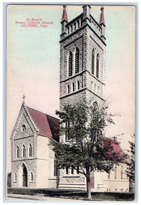 c1910's St. Mary's Roman Catholic Church Milford Massachusetts MA Postcard