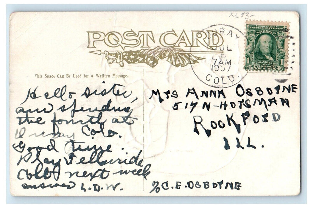 1907 Sells Floto Circus Elephant 4th July Tiny Horse Ouray CO Telluride Postcard