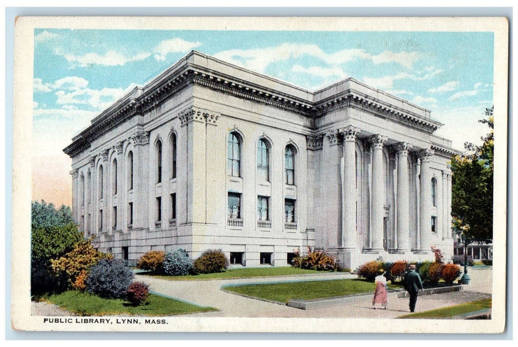 c1920's Walking Scene Public Library Lynn Massachusetts MA Unposted Postcard