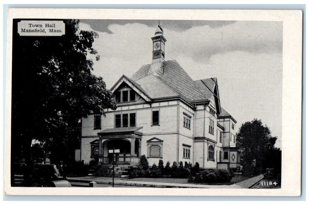 c1940's Town Hall Entrance Mansfield Massachusetts MA Skinner & Son Postcard