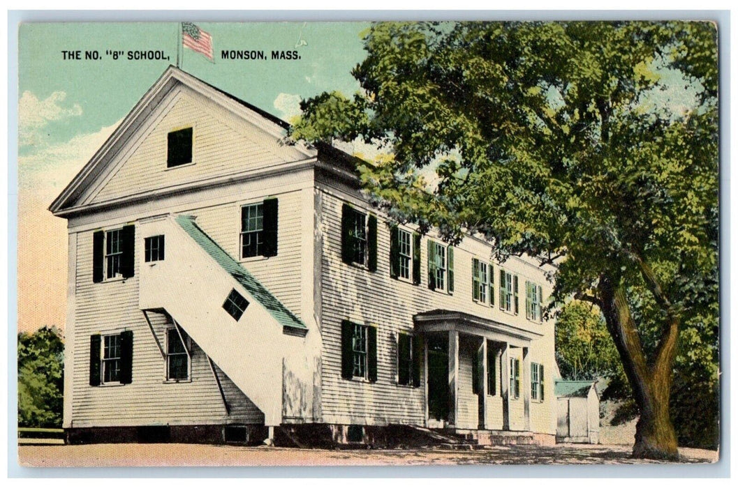 c1910's The No. "8" School Monson Massachusetts MA Unposted Antique Postcard