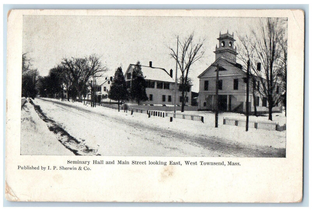 1907 Seminar Hall Main Street Looking East Townsend Massachusetts MA Postcard