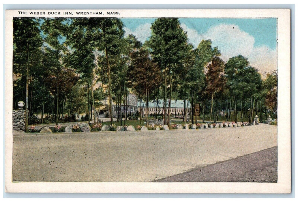 The Weber Duck Inn Road Entrance Wrentham Massachusetts MA Antique Postcard