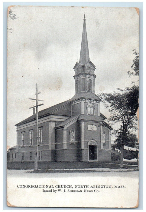 c1905 Congregational Chruch North Abington Massachusetts MA Antique Postcard