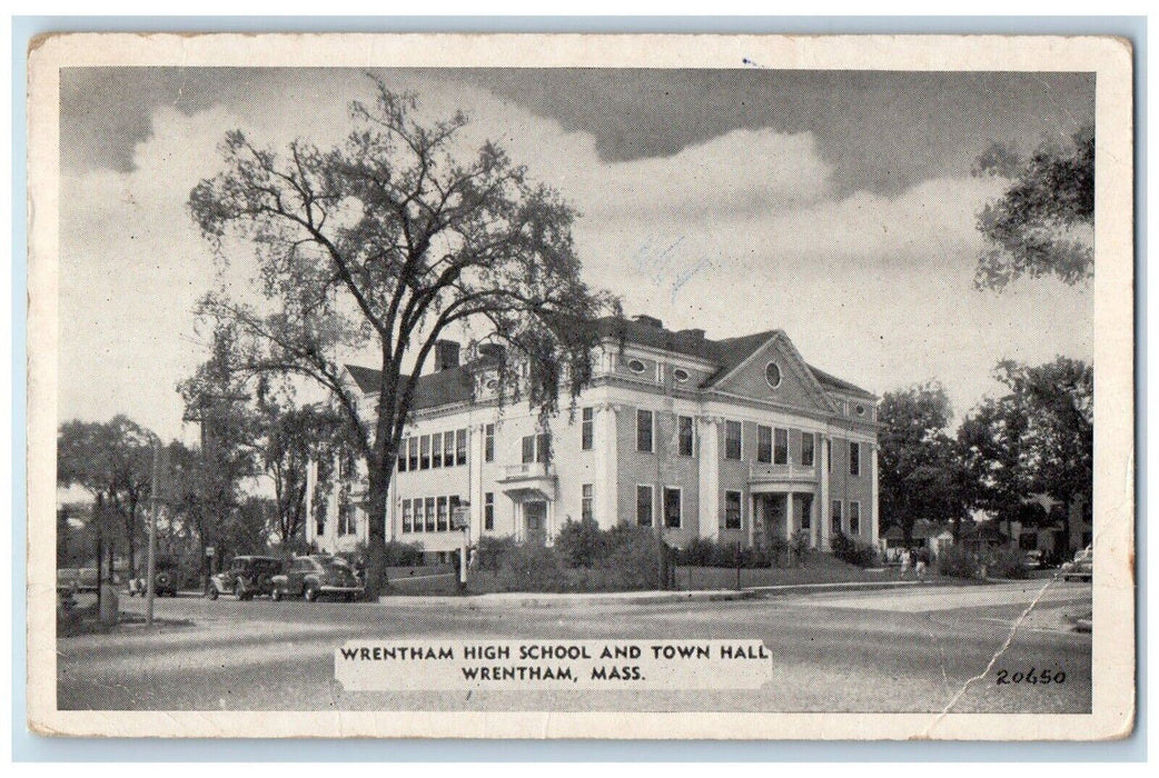 1951 Wrentham High School And Town Hall Wrentham Massachusetts MA Postcard