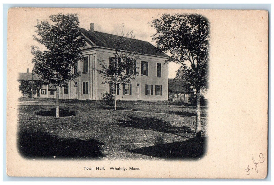1909 Town Hall Building Whately Massachusetts MA Posted Antique Postcard