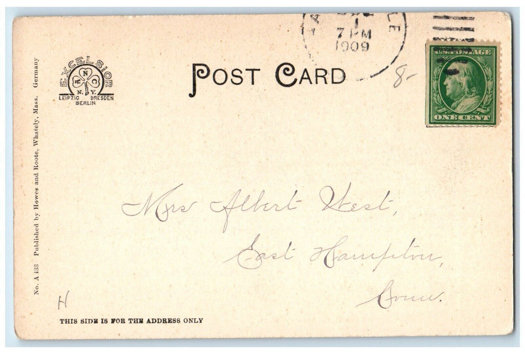 1909 Town Hall Building Whately Massachusetts MA Posted Antique Postcard
