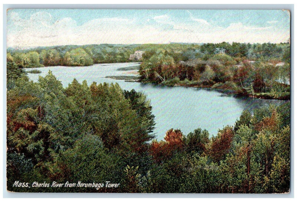 1906 Charles River From Norumbega Tower Boston Massachusetts MA Antique Postcard