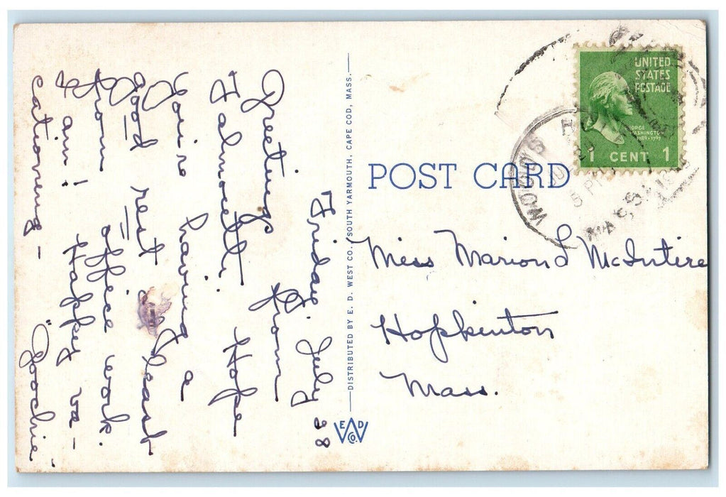 Oceanographic Institute Woods Hole Massachusetts MA Posted Vintage Postcard