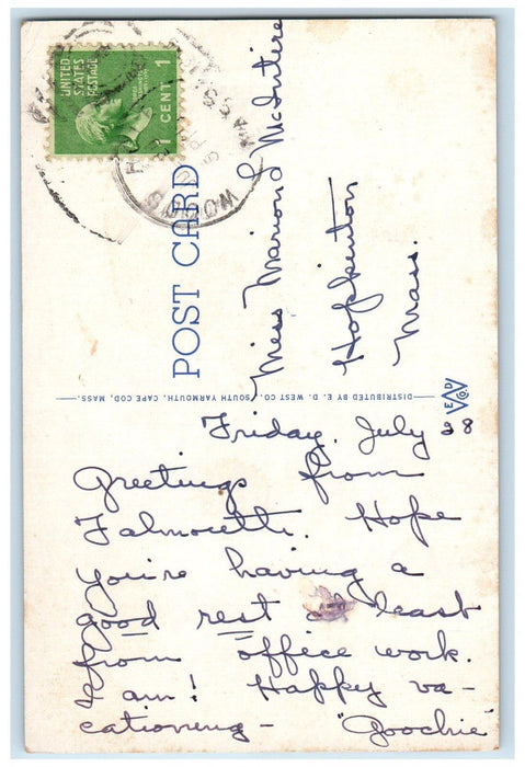 Oceanographic Institute Woods Hole Massachusetts MA Posted Vintage Postcard