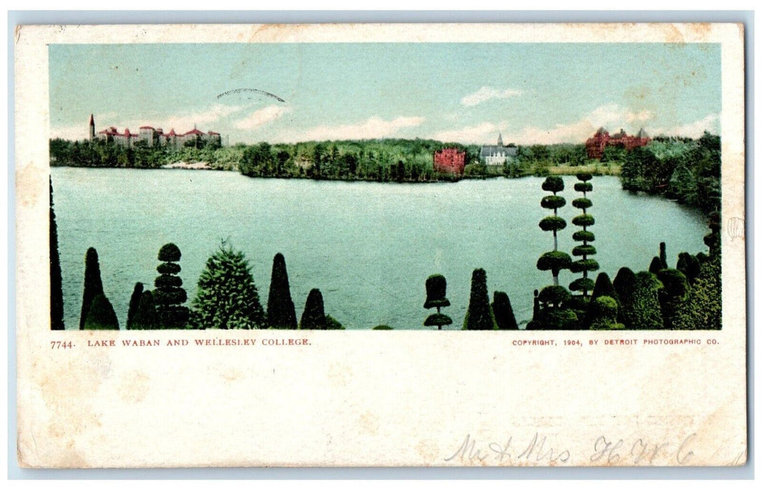 1906 Lake Waban Topiary Wellesley College Massachusetts MA Antique Postcard