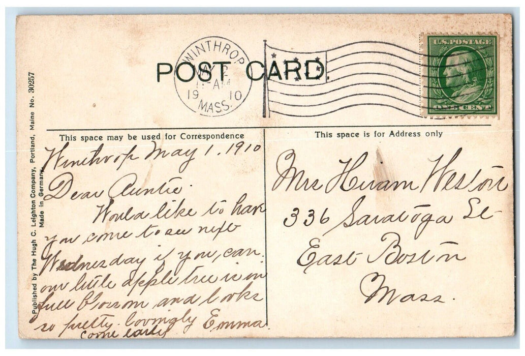 1910 Police Station & Boat Houses Charles River Newton Winthrop MA Postcard