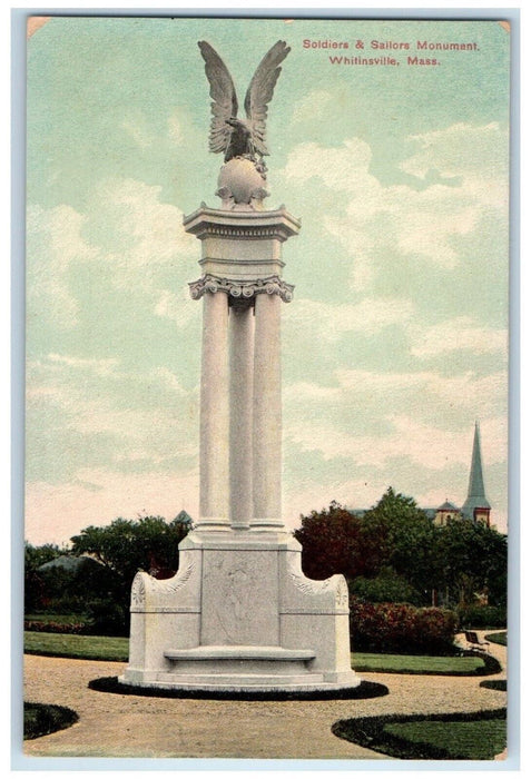 c1910's Soldiers And Sailors Monument Whitinsville Massachusetts MA Postcard