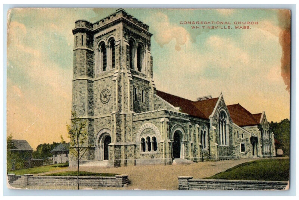 c1910's Congregational Church Whitinsville Massachusetts MA Antique Postcard
