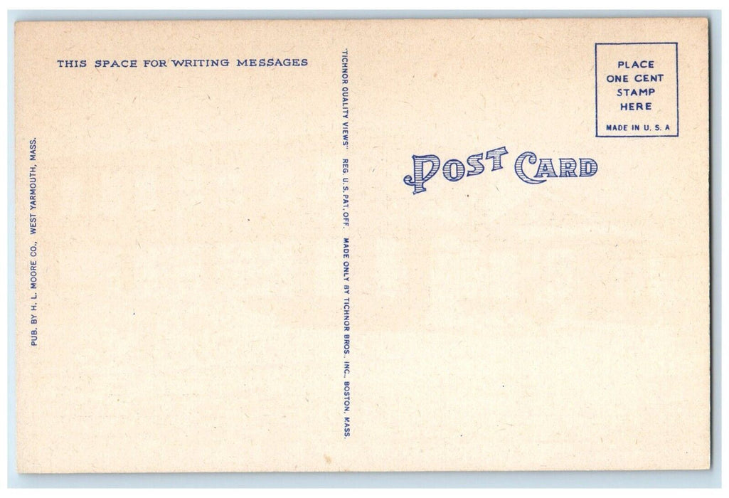 c1930's Post Office And Makepeace Building Car Wareham Massachusetts MA Postcard