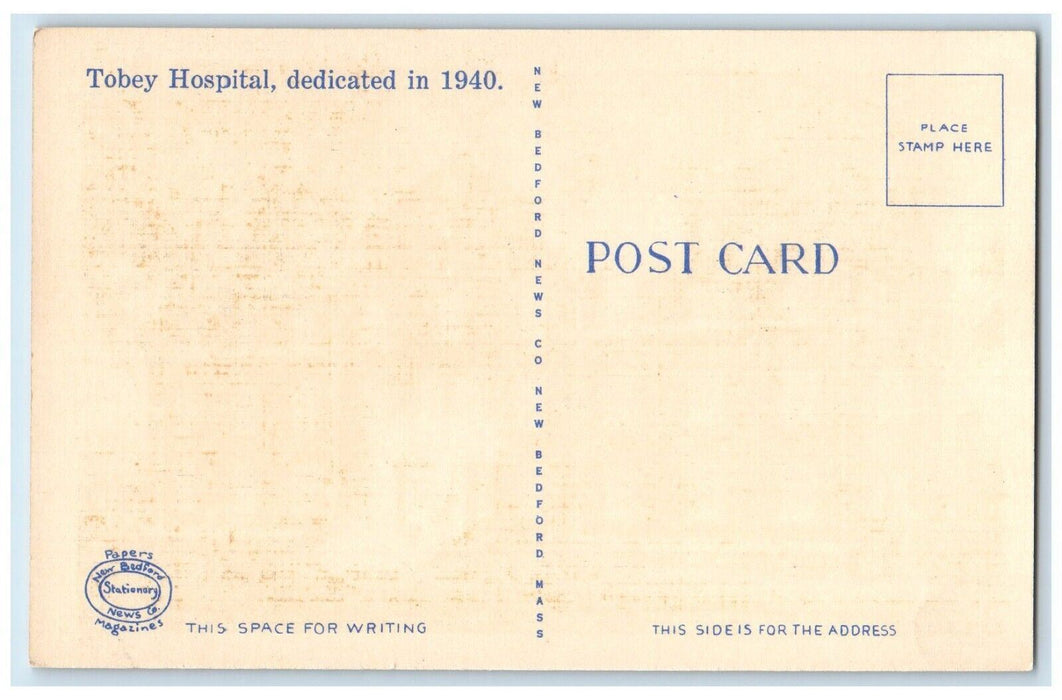 c1930's Tobey Hospital Wareham Massachusetts MA Unposted Vintage Postcard