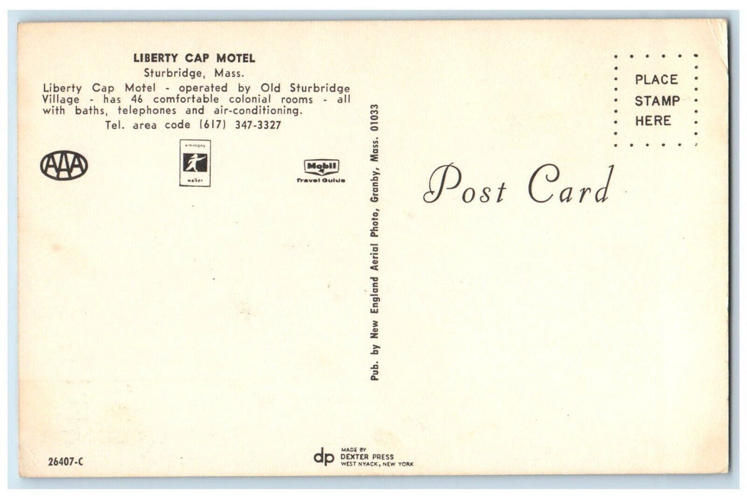 Aerial View Of Liberty Cap Motel Sturbridge Massachusetts MA Vintage Postcard