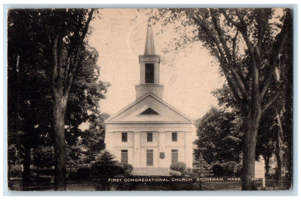 1911 First Congregational Church Stoneham Massachusetts MA Antique Postcard