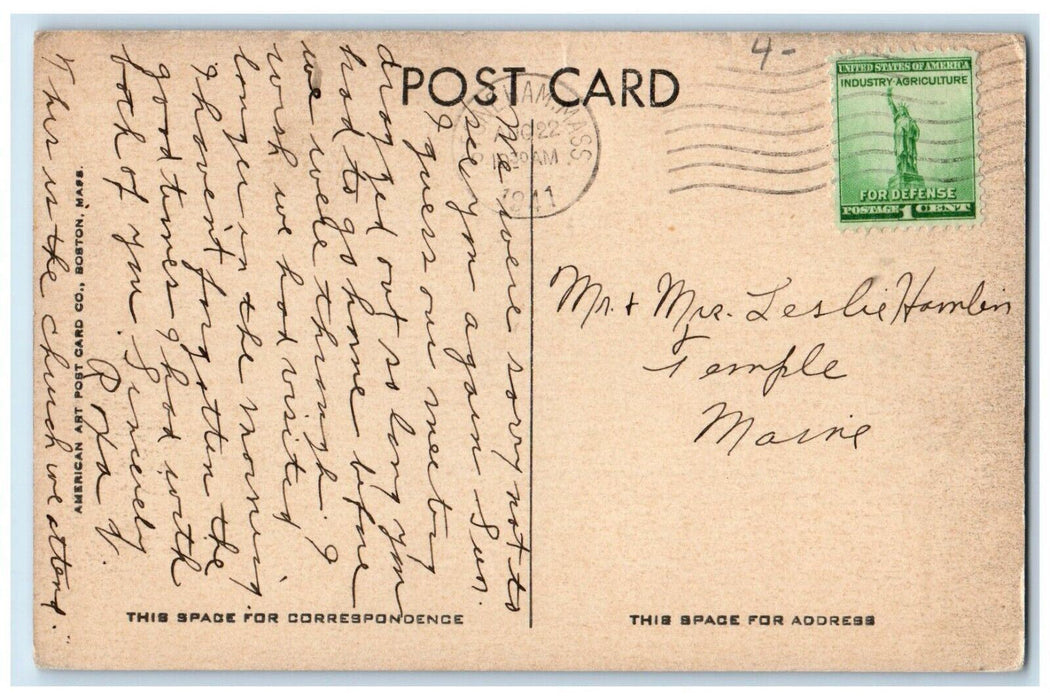 1911 First Congregational Church Stoneham Massachusetts MA Antique Postcard