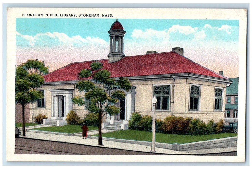 1936 Stoneham Public Library Stoneham Massachusetts MA Posted Vintage Postcard