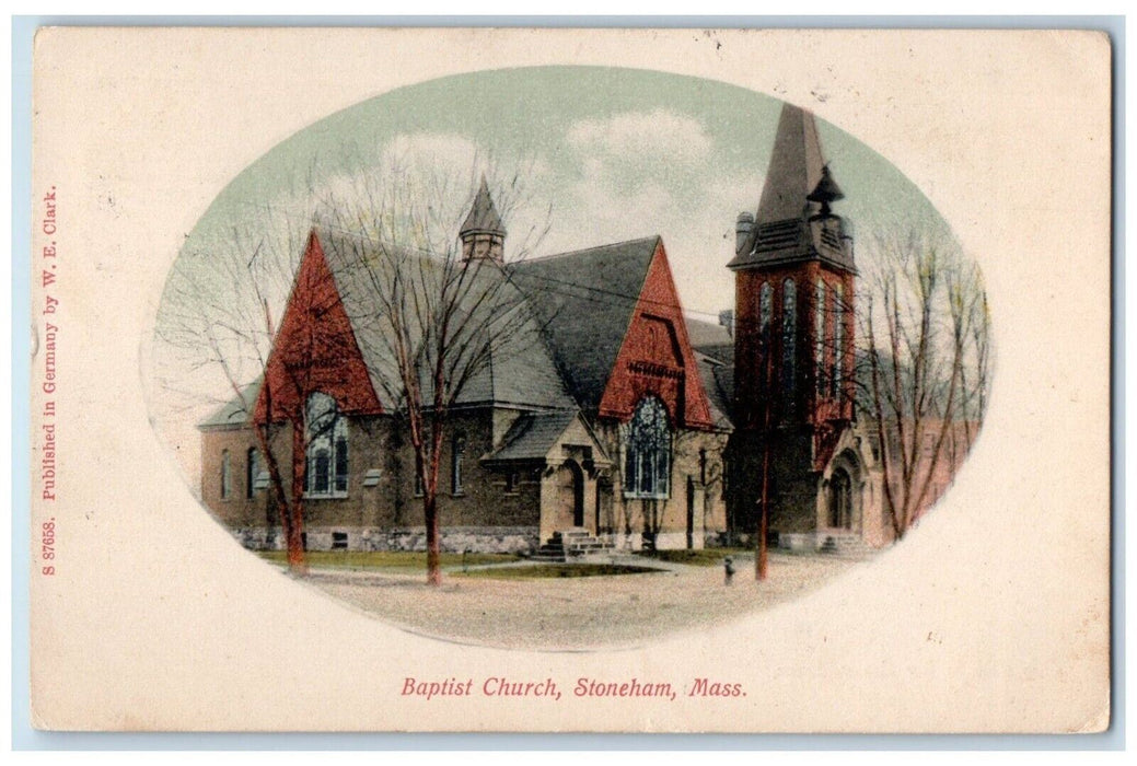 1906 Baptist Church Street View Stoneham Massachusetts MA Antique Postcard