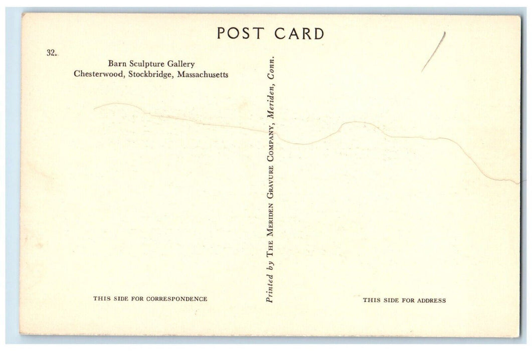 Barn Sculpture Gallery Chesterwood Stockbridge Massachusetts MA Vintage Postcard