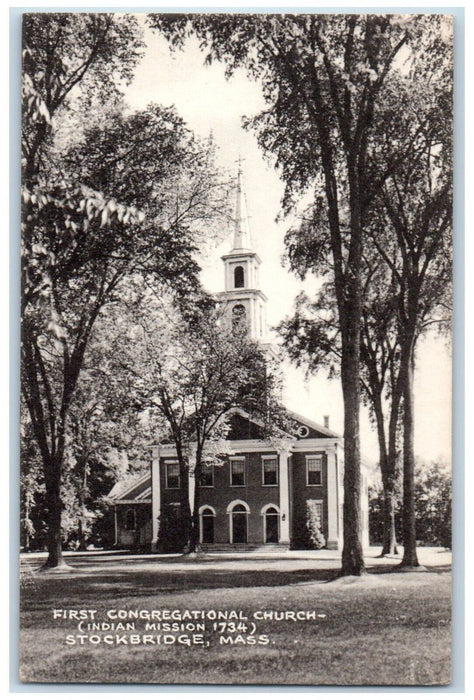 First Congregational Church Stockbridge Massachusetts MA Vintage Postcard