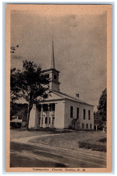 c1940's Community Church Dublin New Hampshire NH Vintage Unposted Postcard