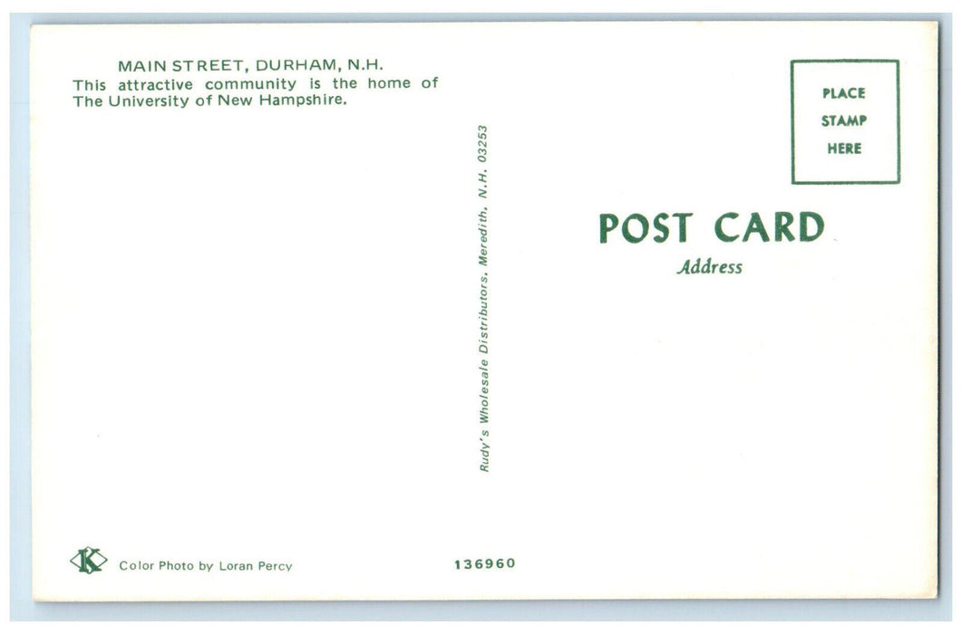 c1950's Pharmacy Business Section Home of University of NH Durham NH Postcard