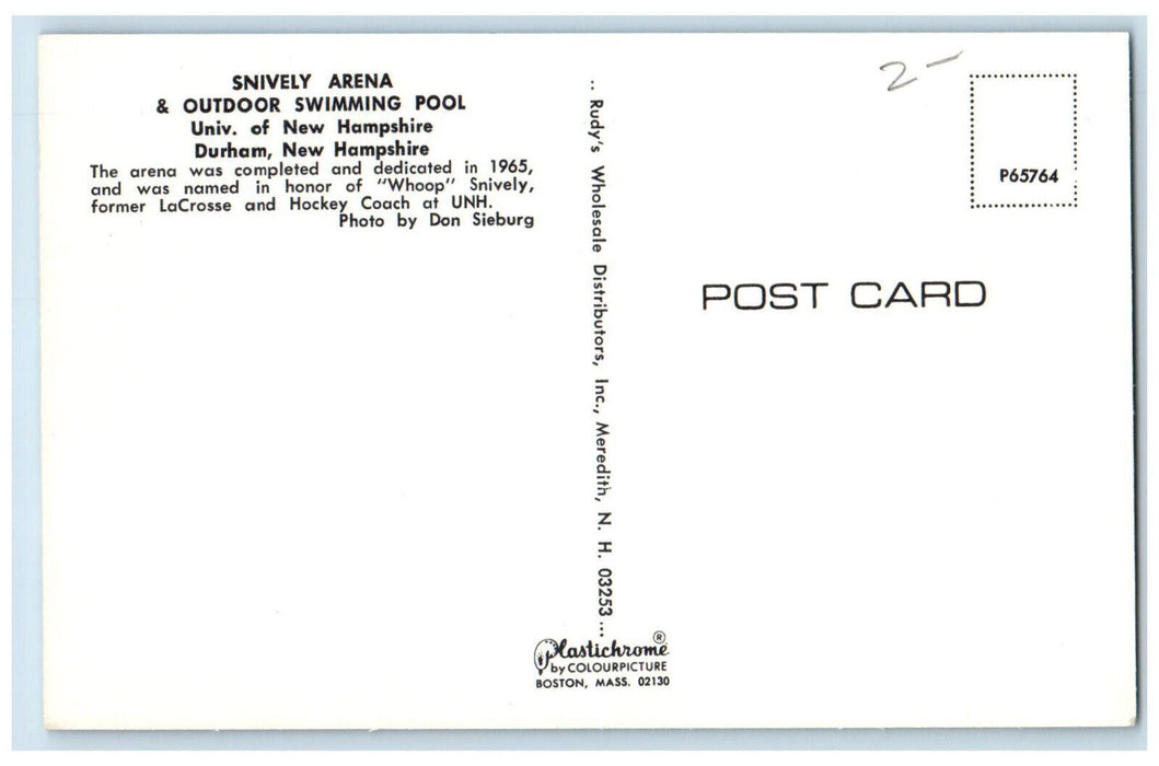 c1950's Snively Arena Outdoor Swimming Pool University of NH Durham NH Postcard