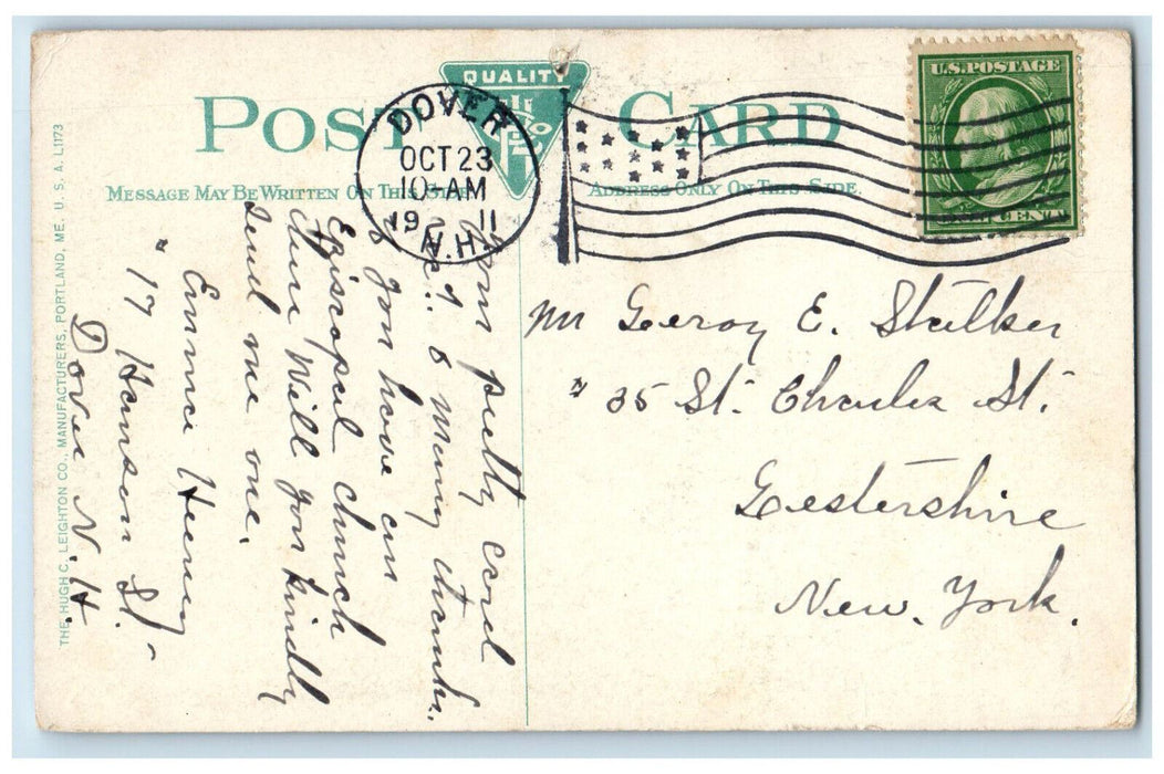 1911 Whitcher's Falls Dover New Hampshire NH Antique Posted Postcard