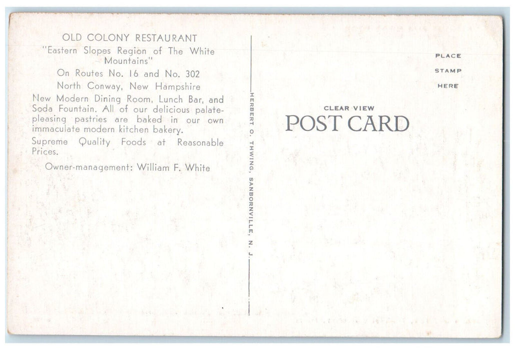 c1960's Old Colony Restaurant Main Street North Conway New Hampshire NH Postcard