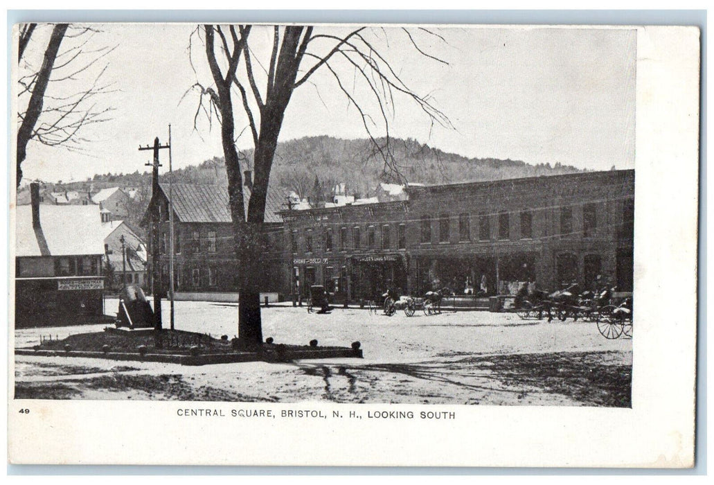 c1905 Central Square Looking South Bristol New Hampshire NH Antique Postcard