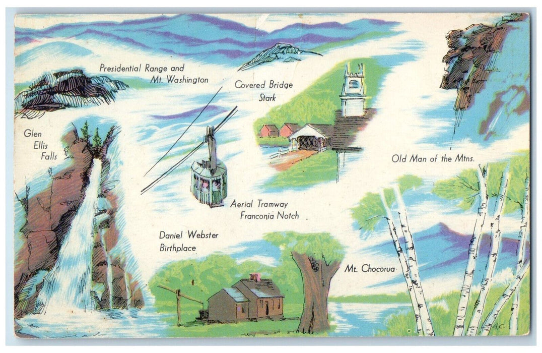 c1910 Multiview of Places, New Hampshire Development Commission NH Postcard