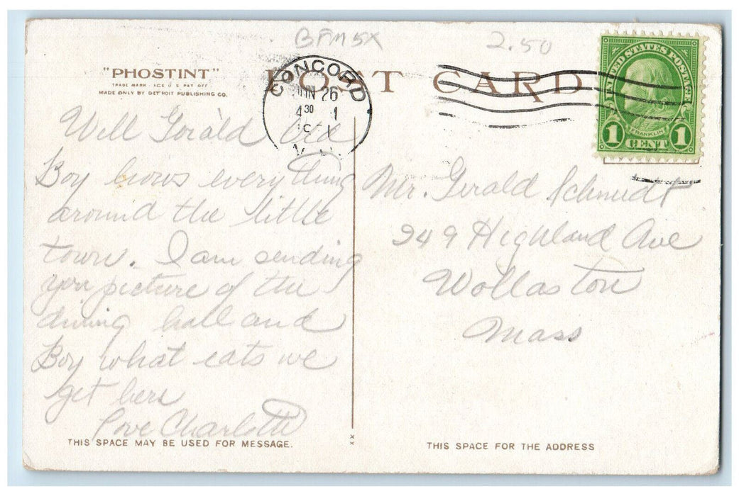 c1920's Dining Area Deer Head St Paul's School Concord NH Phostint Postcard