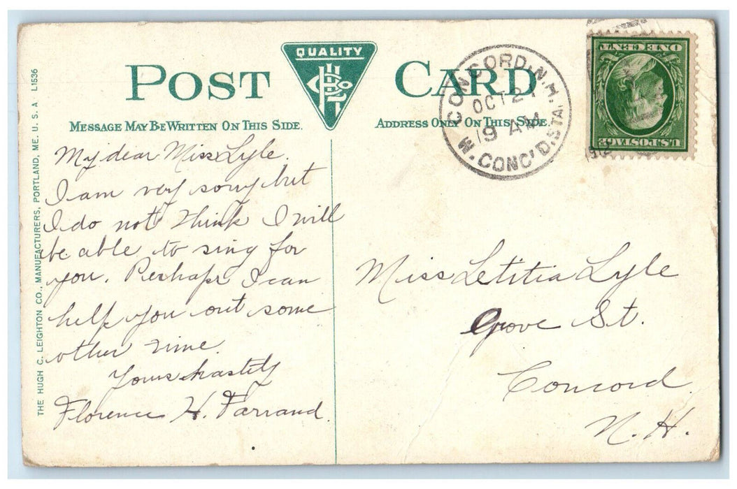 1912 Willows and Bridge Walker's Island Concord New Hampshire NH Postcard