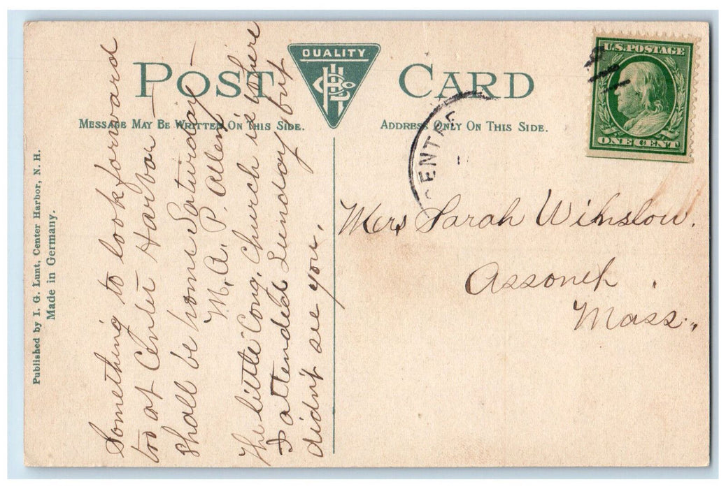 c1910 Winter Scene Centre Harbor New Hampshire NH Antique Posted Postcard